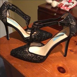 Betsey Johnson sequin and lace heels